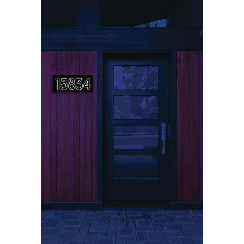 Small Black Steel Floating Address Plaque with LED Backlit Numbers