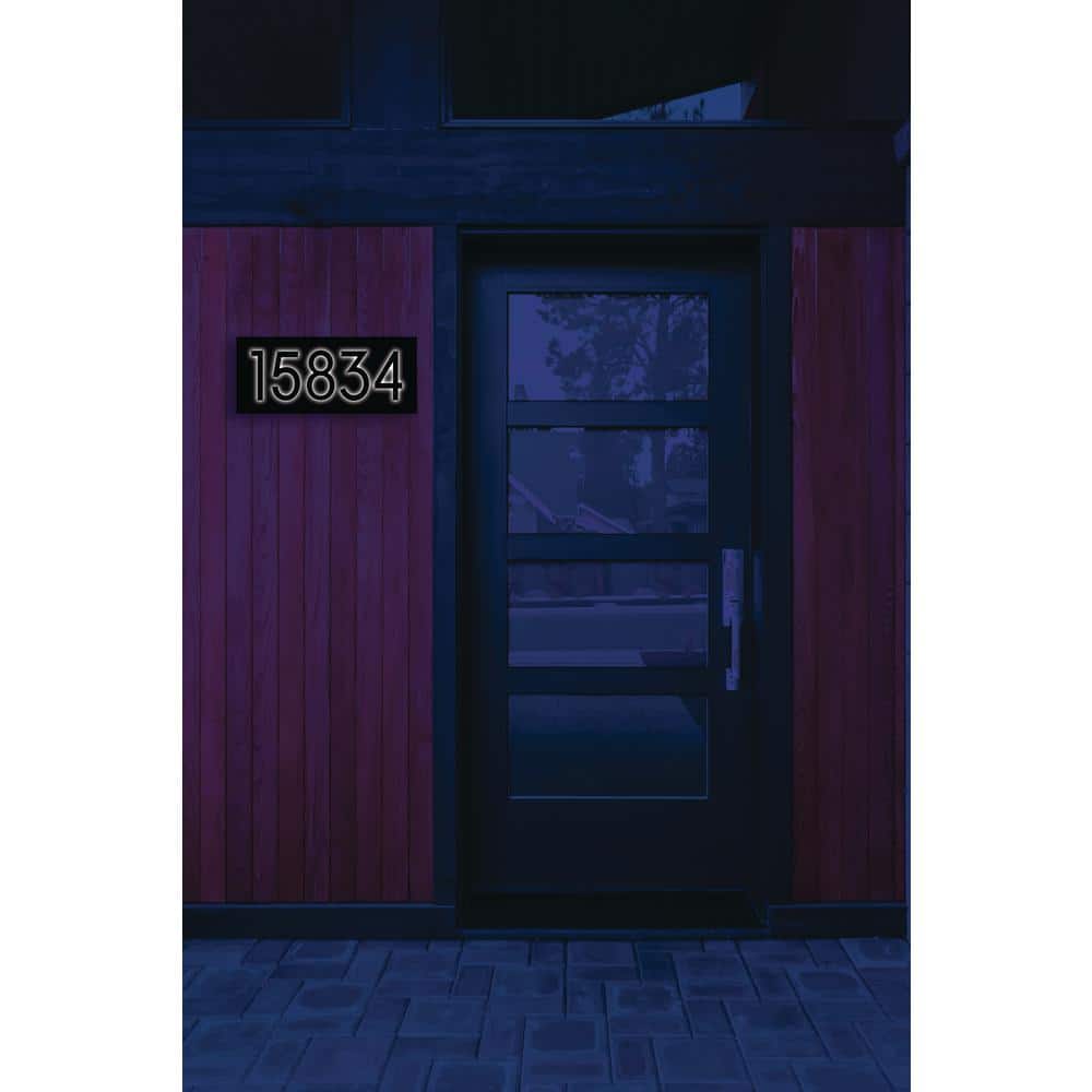 Large Black Steel Floating Address Plaque with Light Sensor