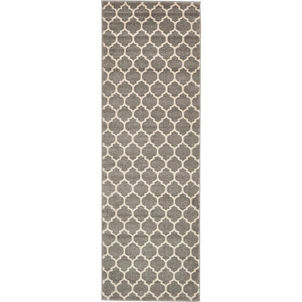Unique Loom Trellis Philadelphia Gray/Beige 2' 7 x 8' 0 Runner Rug
