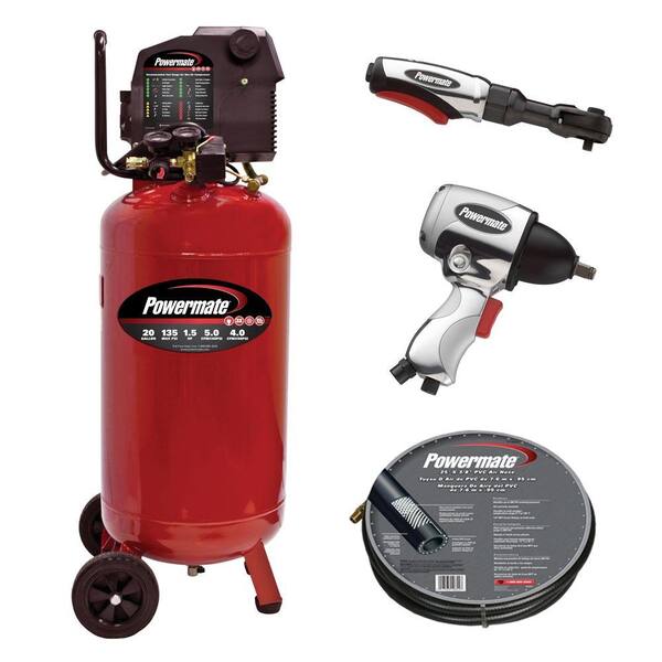 Powermate 20 Gal. Portable Vertical Air Compressor with Accessories