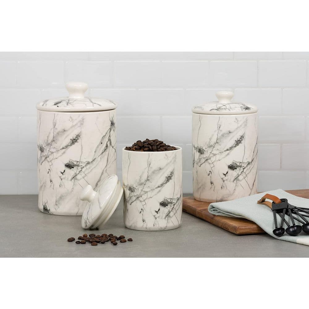 Aoibox Piece Set Ceramic Marble Kitchen Canister D29PH039027