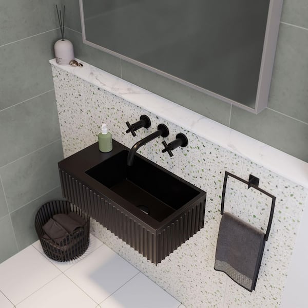 Swiss Madison Delice 24 in. Ceramic Rectangular Wall-Mount Bathroom Sink in Matte Black