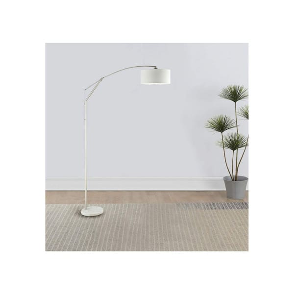 81 in. H Chrome Arc Adjustable Floor Lamp with Drum Shade, Adjustable Height