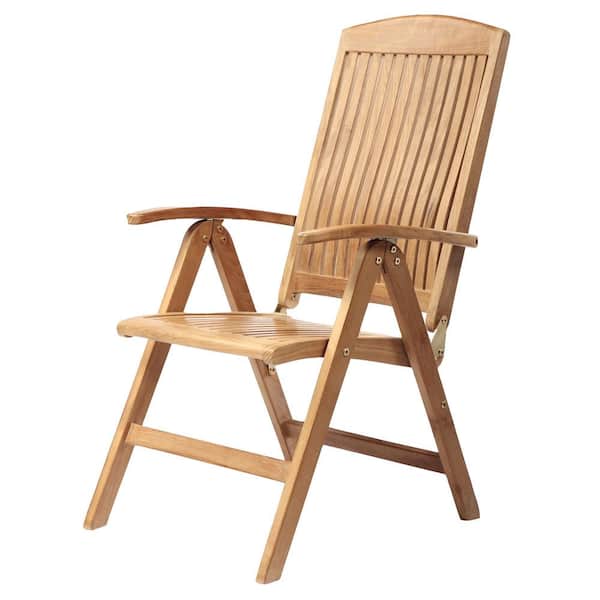 ARB Teak and Specialties Colorado Natural Teak Wood 5 Position Reclining Outdoor Armchair Chair