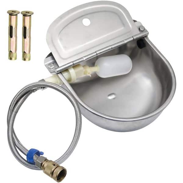 11.02 in. x 27 in. x 13 in. Stainless Steel Automatic Waterer Bowl with Float Valve for Dog Cattle Horse Sheep Goat