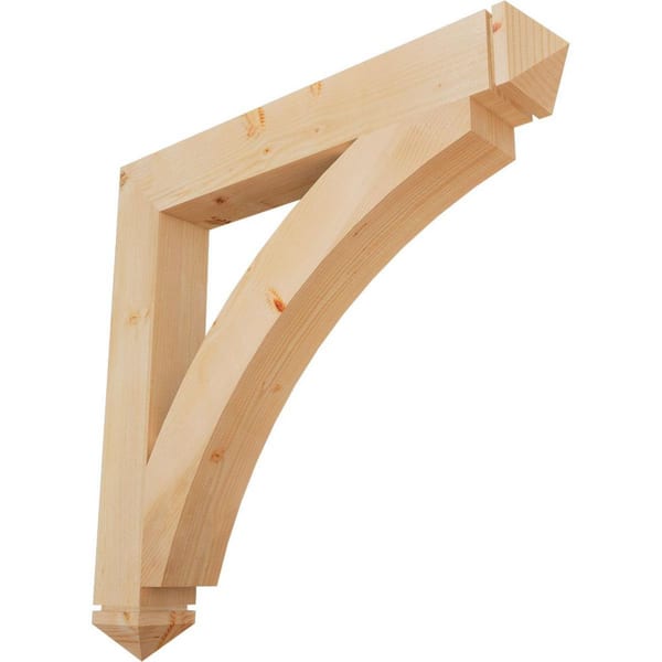 Ekena Millwork 5.5 in. x 44 in. x 44 in. Douglas Fir Thorton Arts and Crafts Smooth Bracket