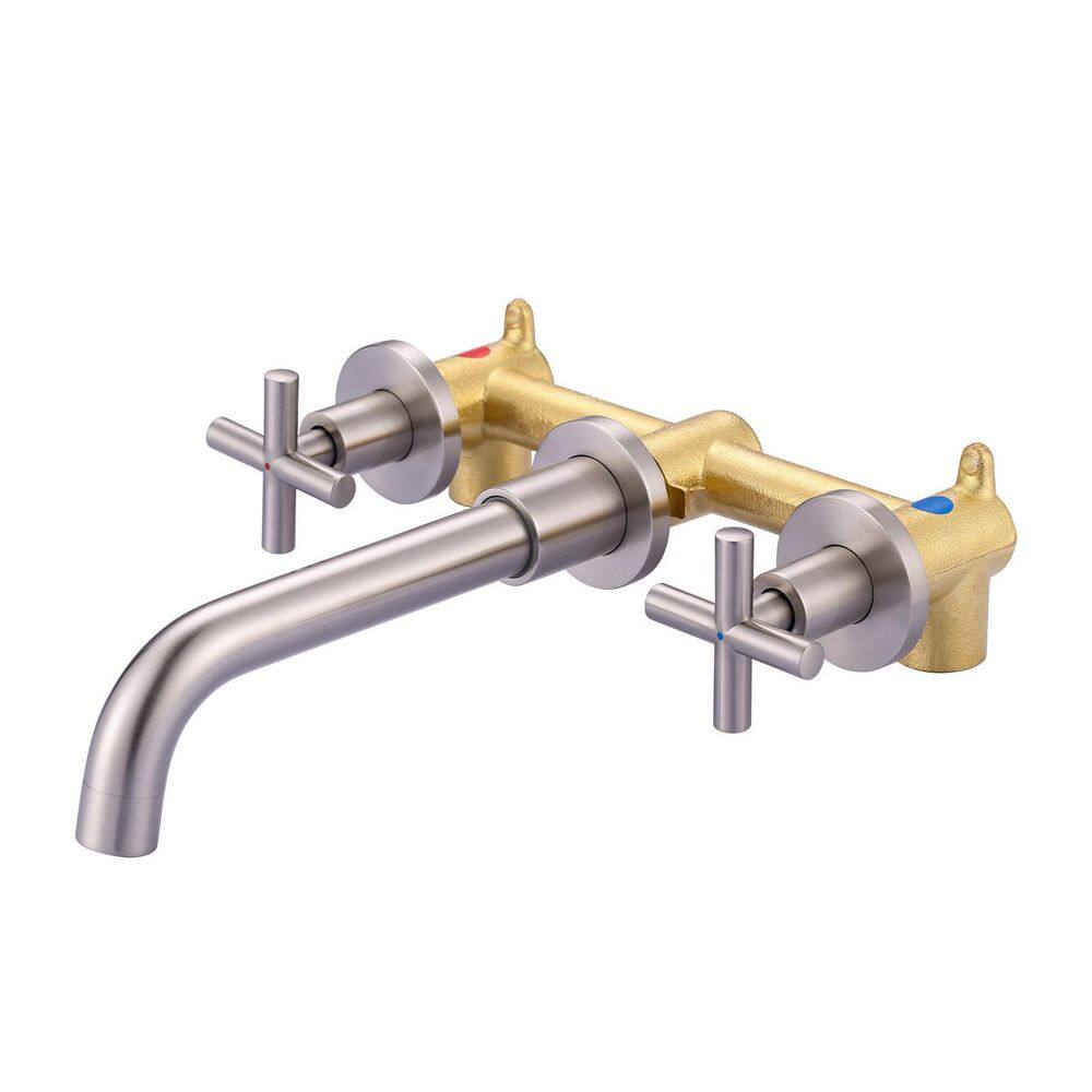 Double Handle Wall Mounted Bathroom Faucet with Brass Rough in Valve and Lever Handle in Brushed Nickel price history on PriceWatchPro