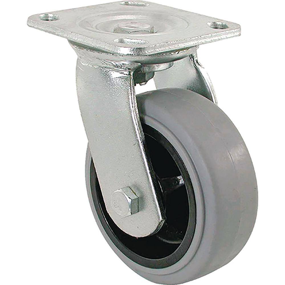 Swivel Plate Caster 6" x 2" Black Rubber Wheel 550# Cap 7-1/2" OAH