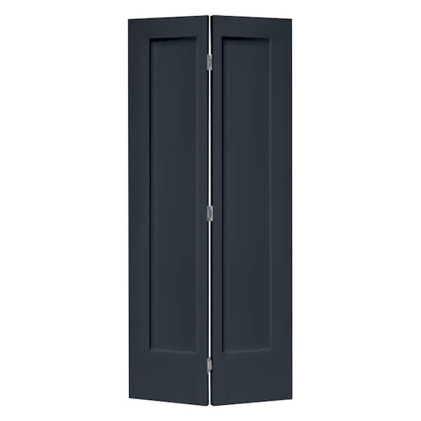 CALHOME 24 in. x 80 in. 1 Panel Shaker Charcoal Gray Painted MDF Composite Bi-Fold Closet Door with Hardware Kit