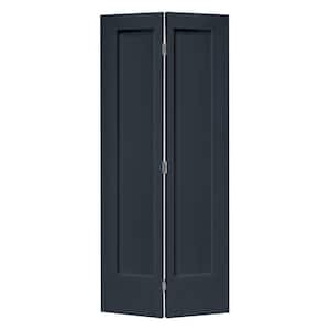 36 in. x 80 in. 1 Panel Shaker Charcoal Gray Painted MDF Composite Bi-Fold Closet Door with Hardware Kit
