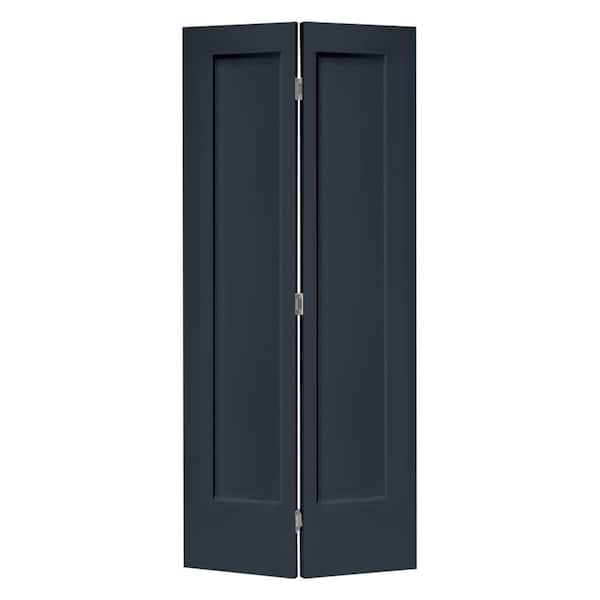 CALHOME 36 in. x 80 in. 1 Panel Shaker Charcoal Gray Painted MDF Composite Bi-Fold Closet Door with Hardware Kit