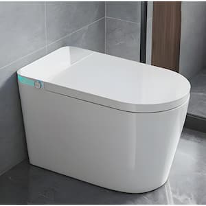 One-Piece 1.28 GPF Auto Flush Elongated Smart Bidet Toilet with Digital Display in Glossy White