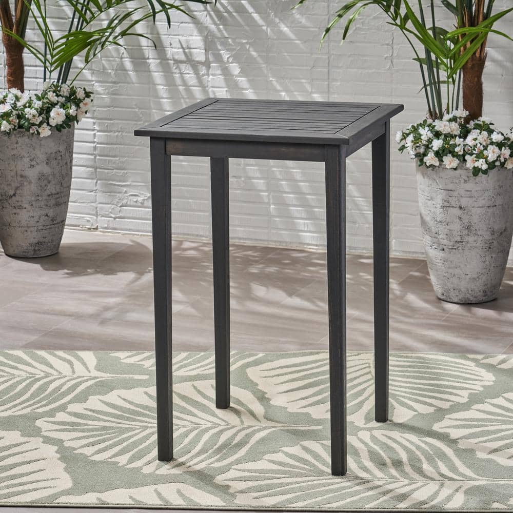 Noble House Polaris 41 in. Dark Grey Square Wood Outdoor Accent Table