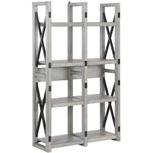 60 in. Rustic White Metal 8-shelf Etagere Bookcase with Open Back