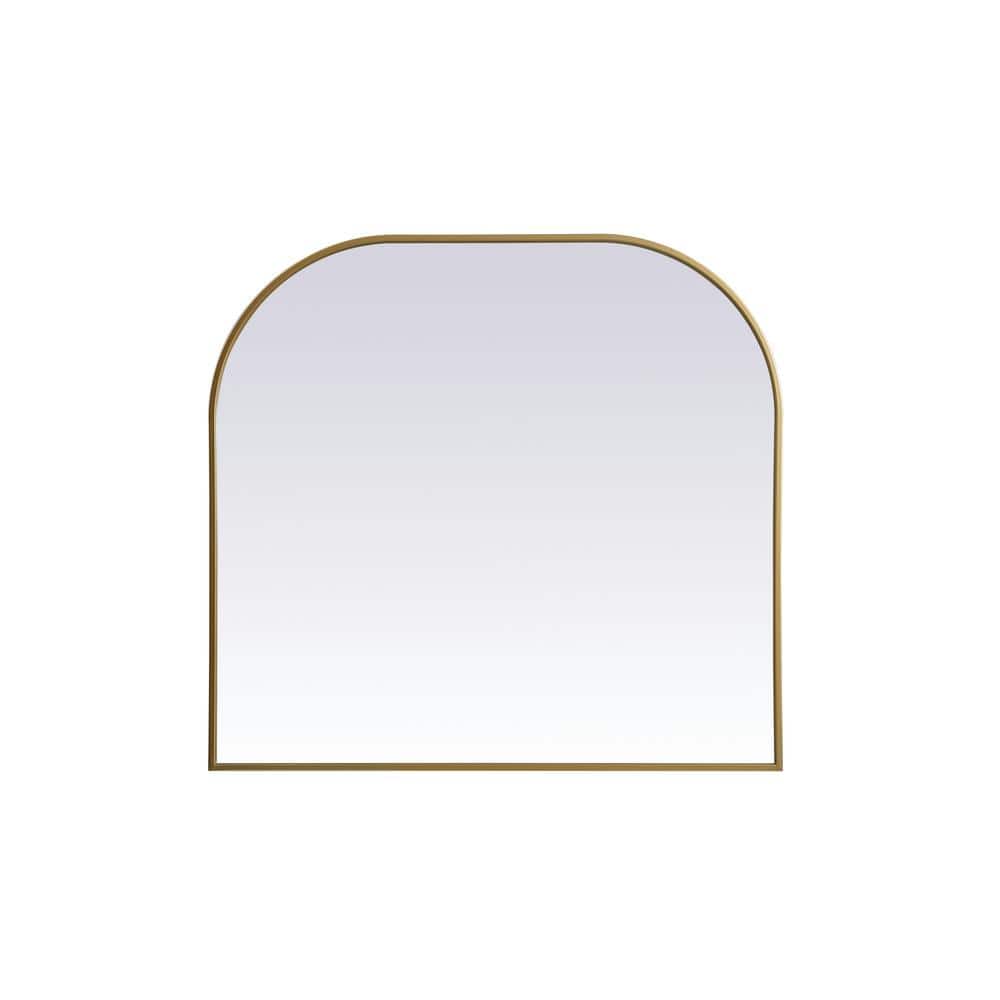 Simply Living 36 in. W x 34 in. H Arch Metal Framed Brass Mirror