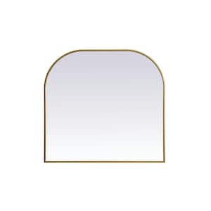 Simply Living 36 in. W x 34 in. H Arch Metal Framed Brass Mirror