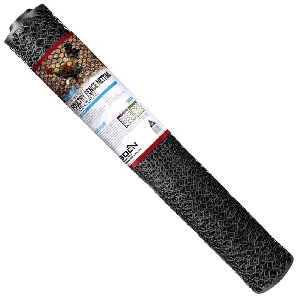 Black and Green Plastic Chicken Wire Netting, 3 ft x 25 ft