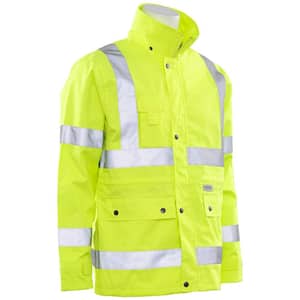 S371 Men's MD Hi Viz Lime ANSI Class 3 Woven Oxford Raincoat