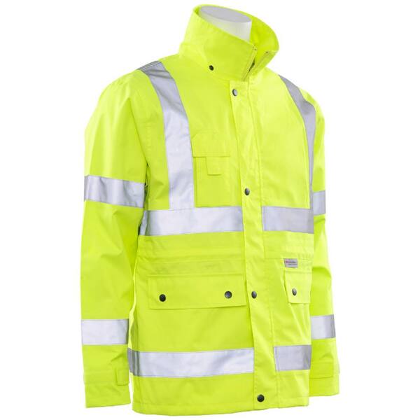 Aware Wear S371 Men's XL Hi Viz Lime ANSI Class Woven Oxford Raincoat  61482 The Home Depot