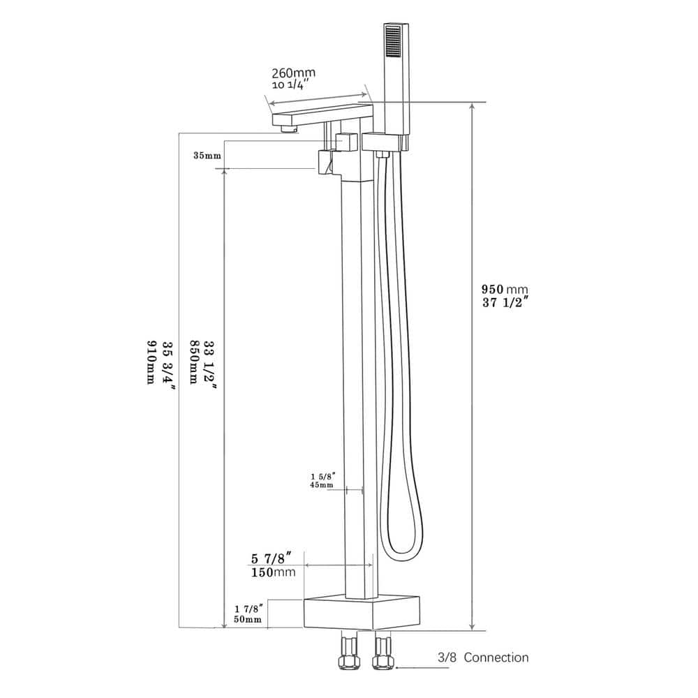 Matte Black Stainless Steel Freestanding Bathtub Faucet with Lever Handle