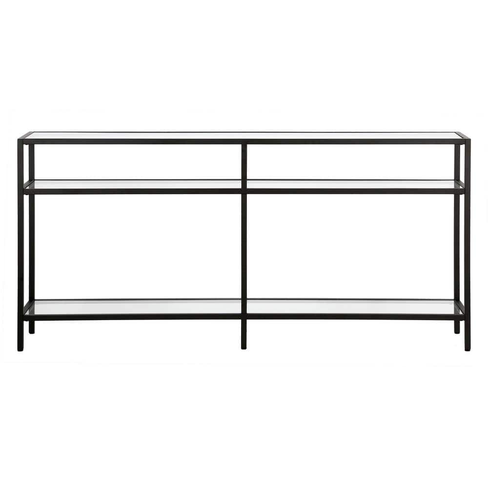 Modern Industrial 64" Blackened Bronze Console Table with Storage