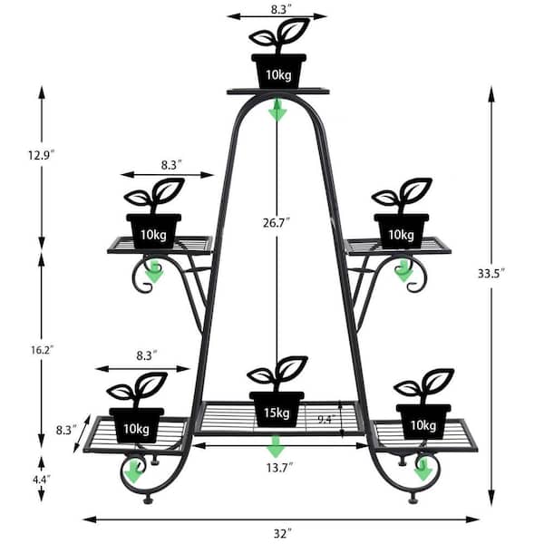 H.W.F PLANTER STAND”HIGH“ AESOME 33.5 in. Plant Stand Tall Flower Pot Holder 6-Tier Storage
