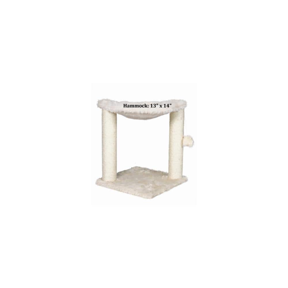 Cream Sisal Cat Tree with Plush Hammock and Toy