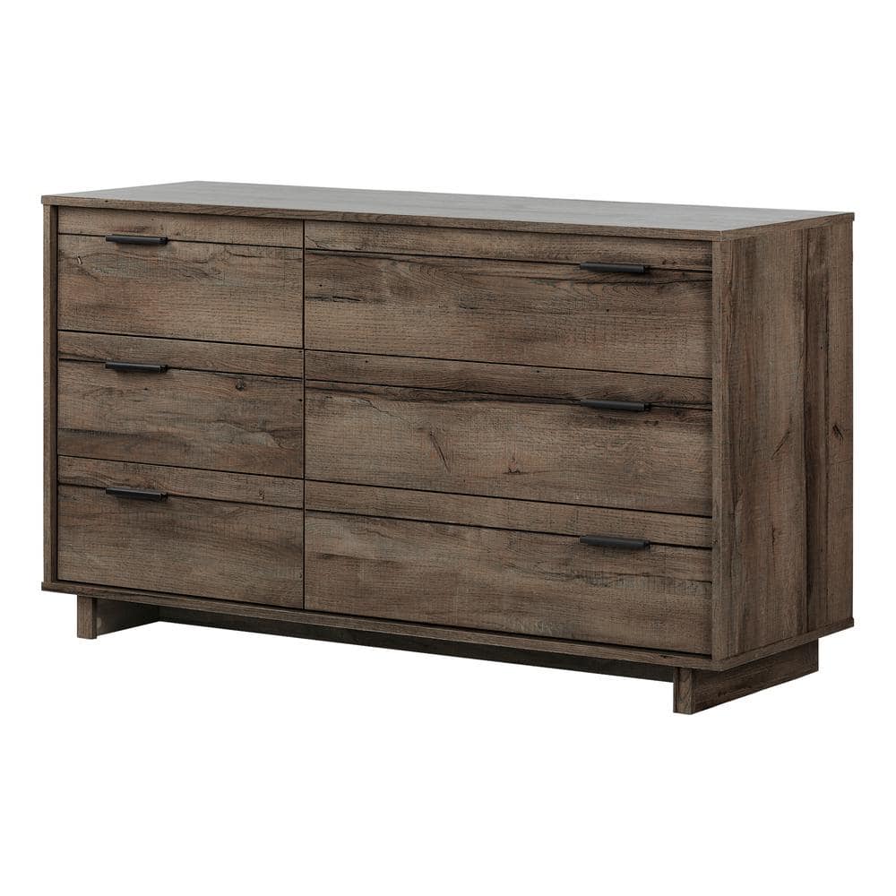 Fynn Fall Oak Industrial Double Dresser with Metal Drawer Pulls