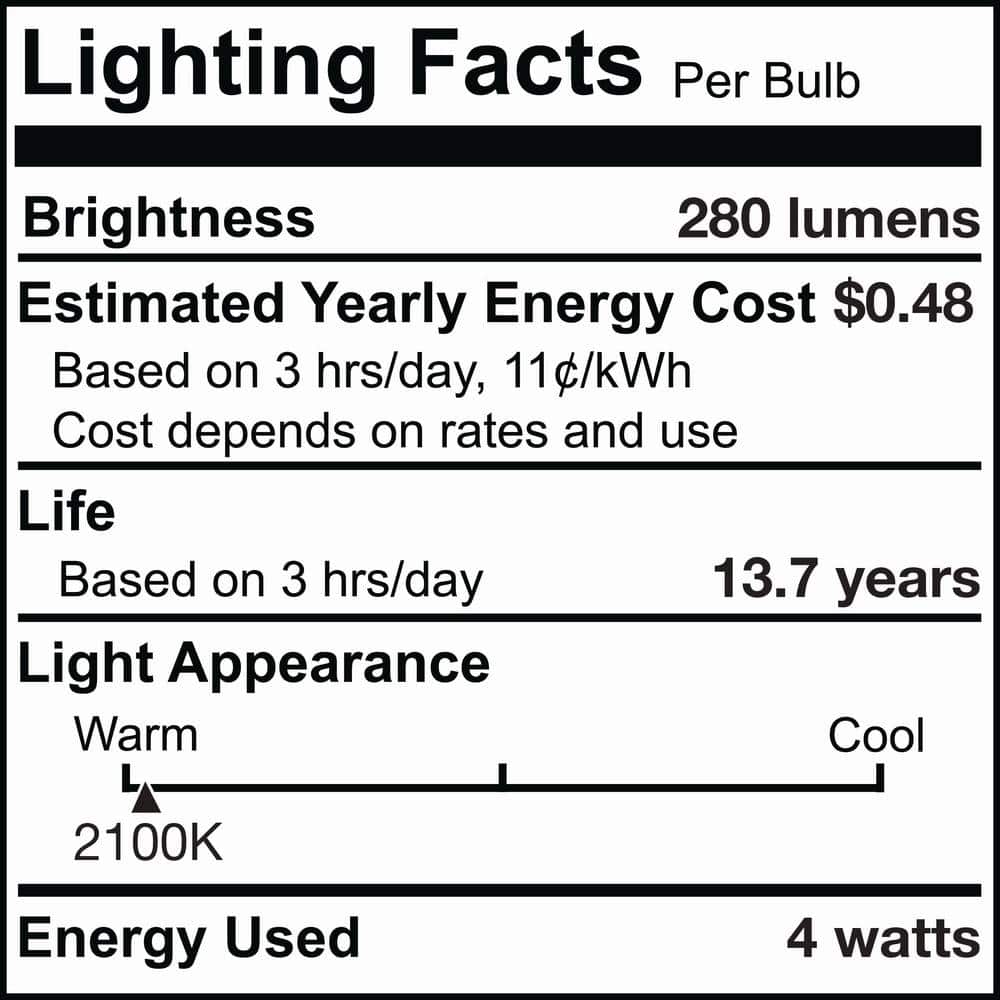 Amber Dimmable Decorative LED Light Bulbs, Pack of 4
