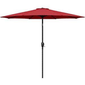 9 ft. Aluminum Outdoor Market Table Patio Umbrella with Hand Crank Lift in Red