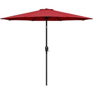 9 ft. Aluminum Outdoor Market Table Patio Umbrella with Hand Crank Lift in Red