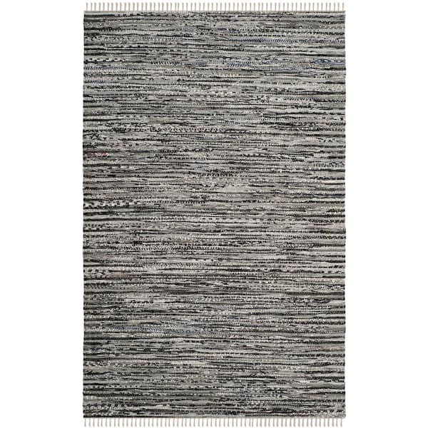SAFAVIEH Rag Rug Gray 4 ft. x 6 ft. Speckle Striped Area Rug