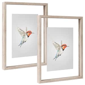 11x14 Distressed beige Floating Frames (Set of 2), Picture Frame Wall Mount or Tabletop Standing