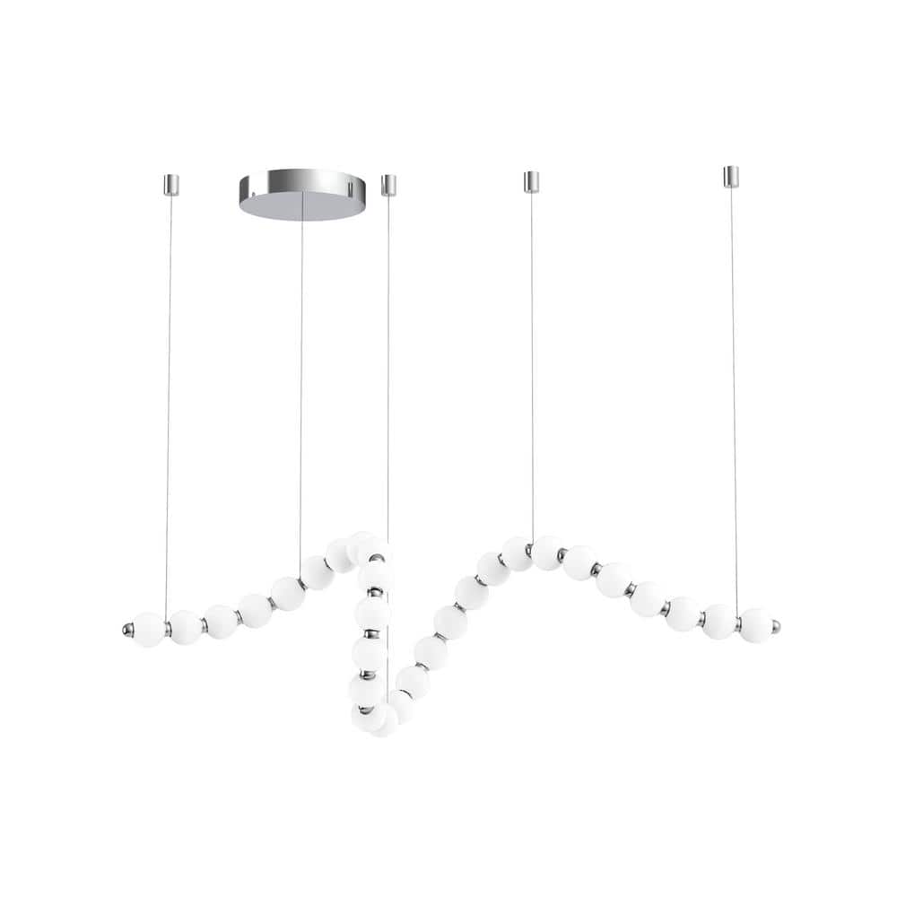 Akoya Chrome and Crystal 28-Light LED Linear Chandelier