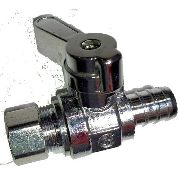 JAG PLUMBING PRODUCTS 1/2 in. PEX Barb Inlet x 3/8 in. O.D. Compression Outlet 1/4-Turn Straight Ball Valve (10-Pack)