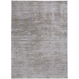Taupe Silver and Tan 2 ft. x 3 ft. Abstract Area Rug