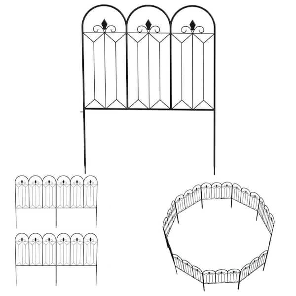 Kingdely 20 ft. W x 31.5 in. H Black Steel Garden Fence Panel Rustproof Decorative Garden Fence (10-Pack)