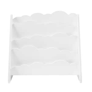 23.75 in. W White Wood 4-Shelf Modern Clouds Youth Book Rack