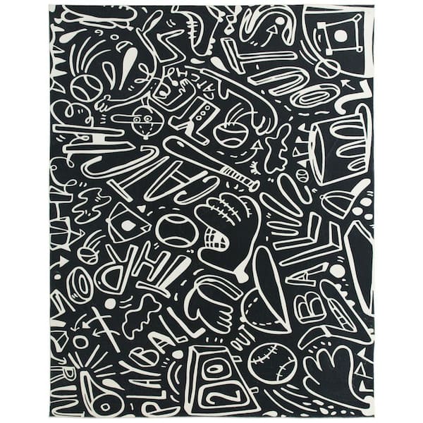 Sportsglyphs Ivory 2 ft. x 3 ft. Area Rug