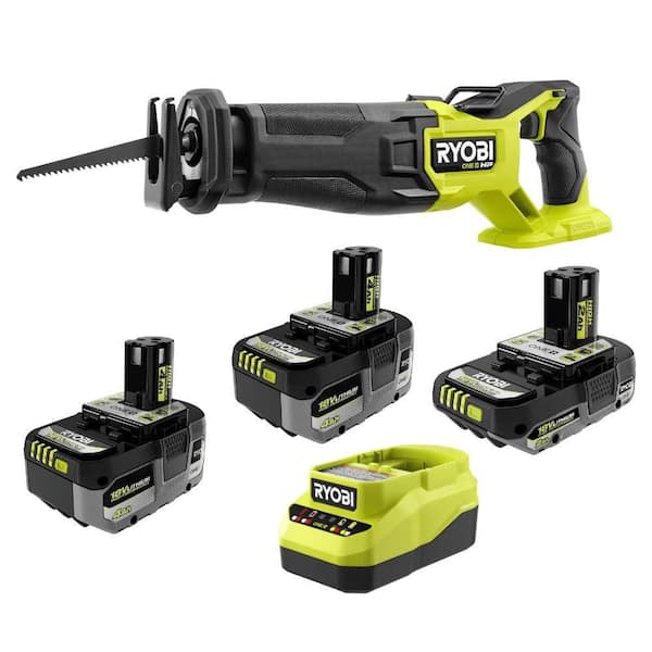 RYOBI - ONE+ 18V HP Brushless Reciprocating Saw Kit with (1) 2.0 Ah and (2) 4.0 Ah HIGH PERFORMANCE Batteries, and Charger