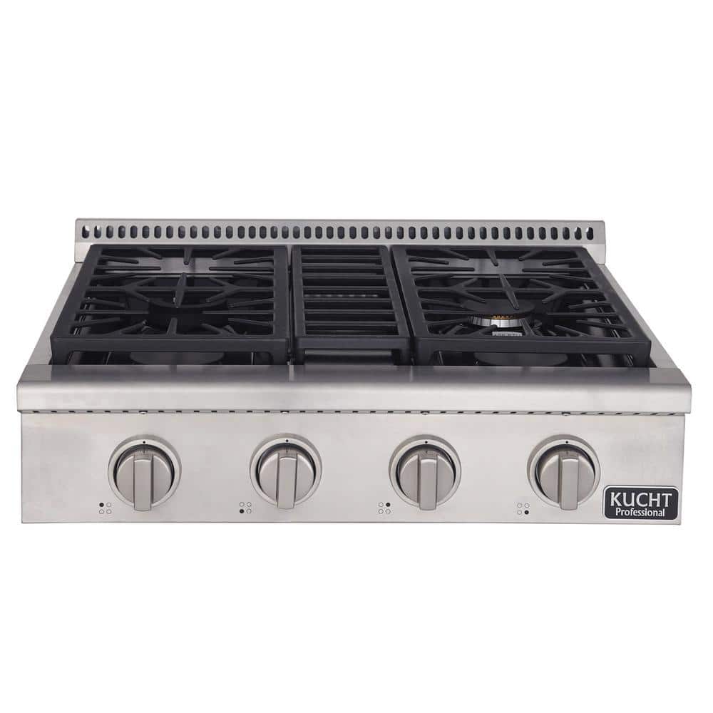 Kucht Professional 30 in. Propane Gas Range-Top with 4 Sealed Burners in Stainless Steel with Classic Silver Knobs