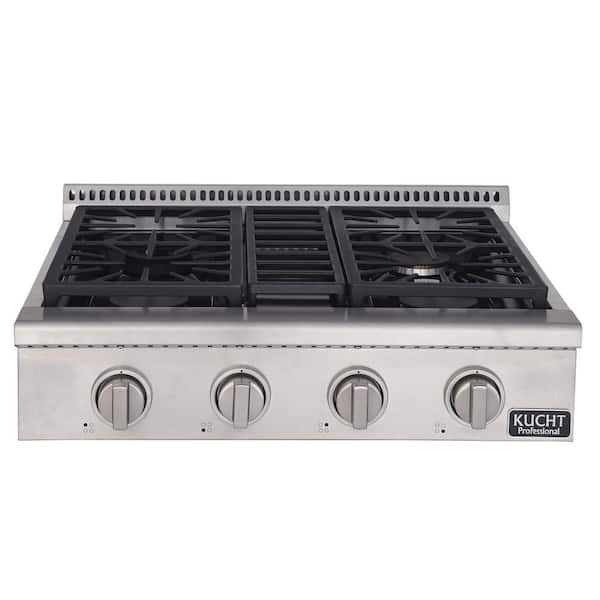 Kucht Professional 30 in. Natural Gas Range-Top with Sealed Burners in Stainless Steel with Classic Silver Knobs