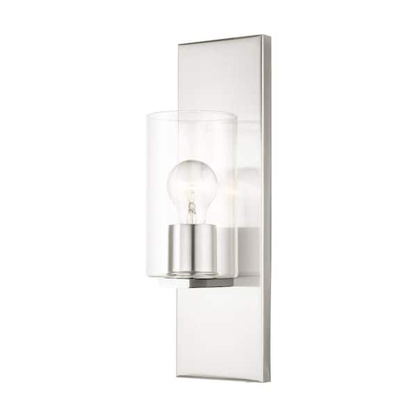 AVIANCE LIGHTING Ashford 4.5 in. 1-Light Brushed Nickel Wall Sconce with Clear Glass