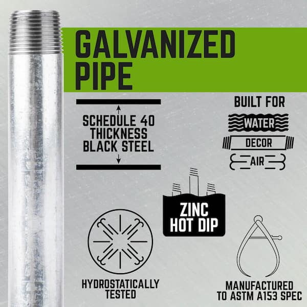 STZ x Galvanized Steel Schedule 40 Cut Pipe PDG P1X48