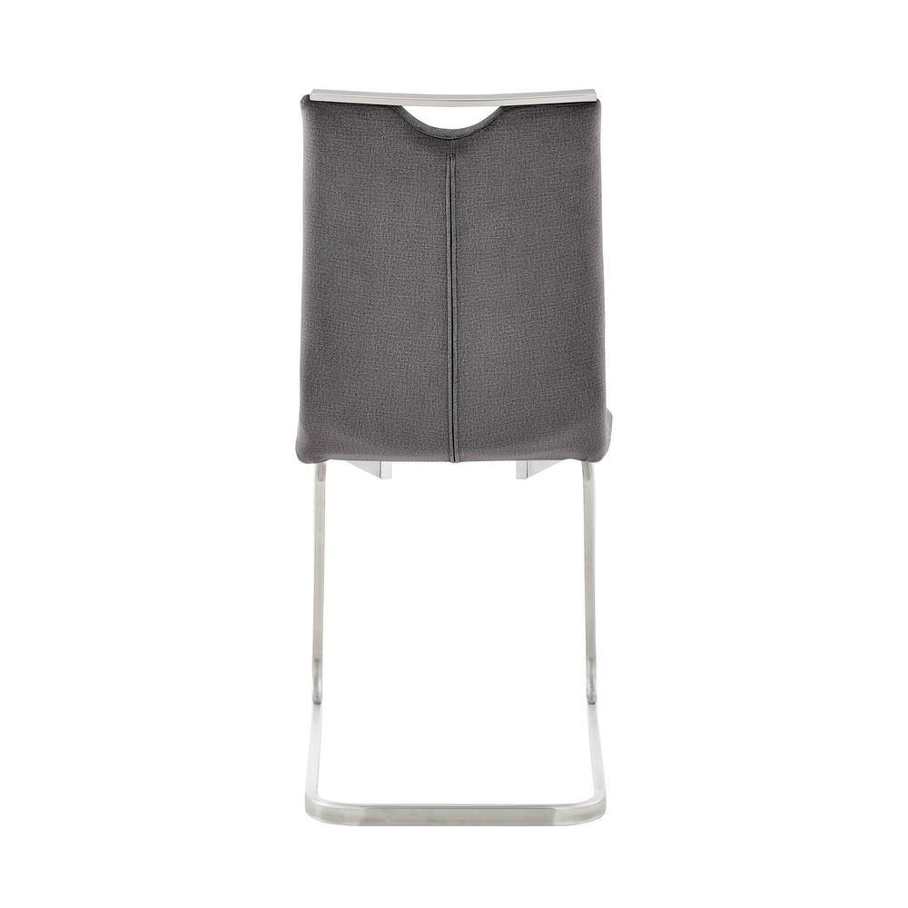 Gray Faux Leather Parsons Side Chair with Metal Frame