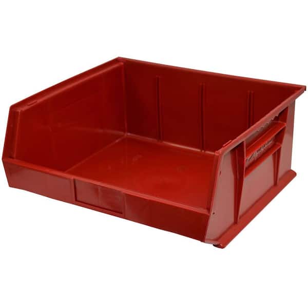 Storage Concepts 16-1/2 in. W x 14-3/4 in. D x 7 in. H Stackable Plastic Storage Bin in Red (6-Pack)