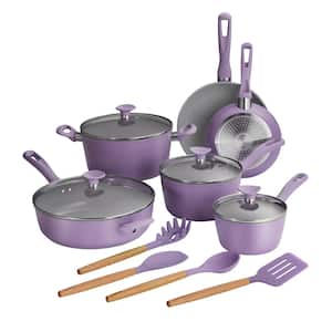 14-Piece Ceramic Cookware Set in Purple