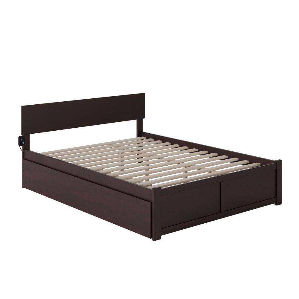 Orlando Espresso King Platform Bed with Wood Frame and Trundle