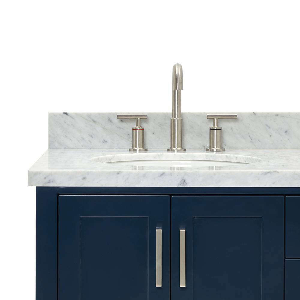 Magnolia Midnight Blue Double Vanity with Carrara Marble Top