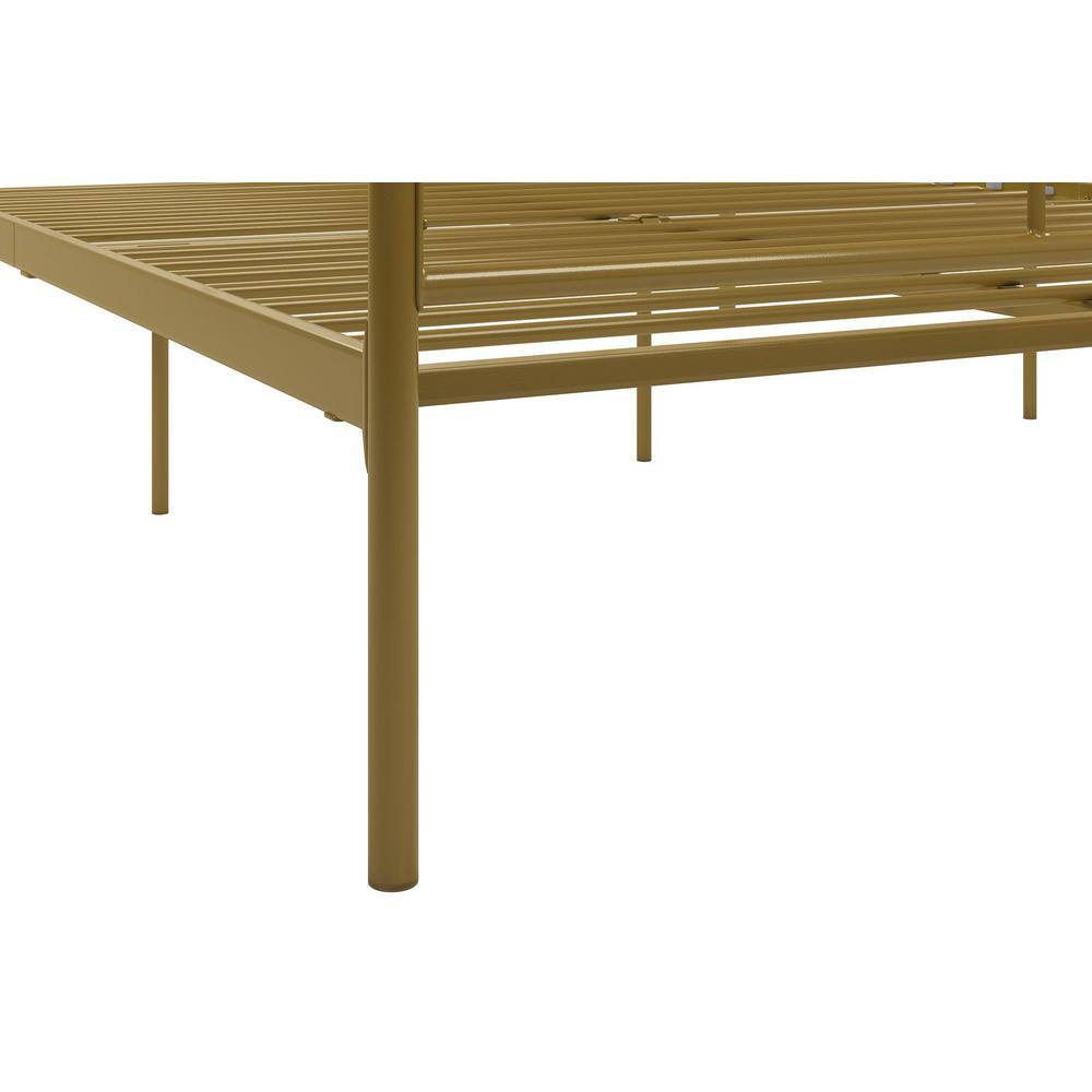 Full Gold Metal Canopy Bed Frame with Headboard